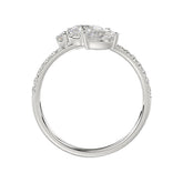 LADIES RING 1 1/4CT ROUND/PEAR DIAMOND 18K WHITE GOLD